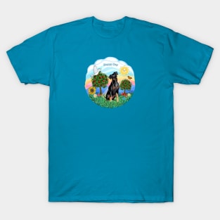 "Happy Day" Miniature Pinscher (Natural ears) in the Country T-Shirt